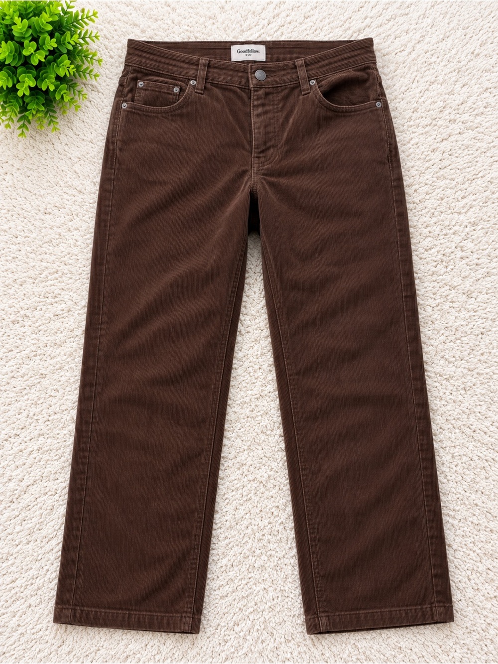 Goodfellow & Co Dark Brown Corduroy Straight-Leg Pants